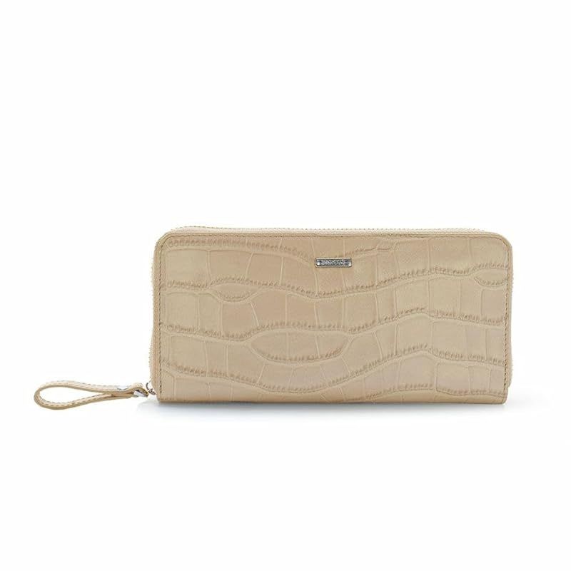 【新品】 [バルコス] 長財布 マットレザー クロコダイル 型押し ラウンド型 カード入れ 流行りのくすみカラー ベージュ