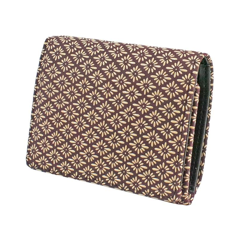【新品】 [印傳屋] 印伝 二つ折り財布 札入H ボックス型小銭入れ 鹿革 紫地×白漆 菱菊柄 2204-16-017
