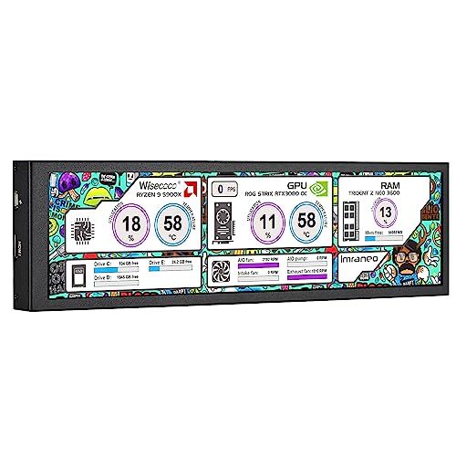 wisecoco 8.8インチ小型モニター HD 1920x480 IPS LCDミニディスプレイ PC CPUデータモニター ミニ 横長 ホ スト用センサーパネルディスプレイ AIDA64用ma dc33bdc9