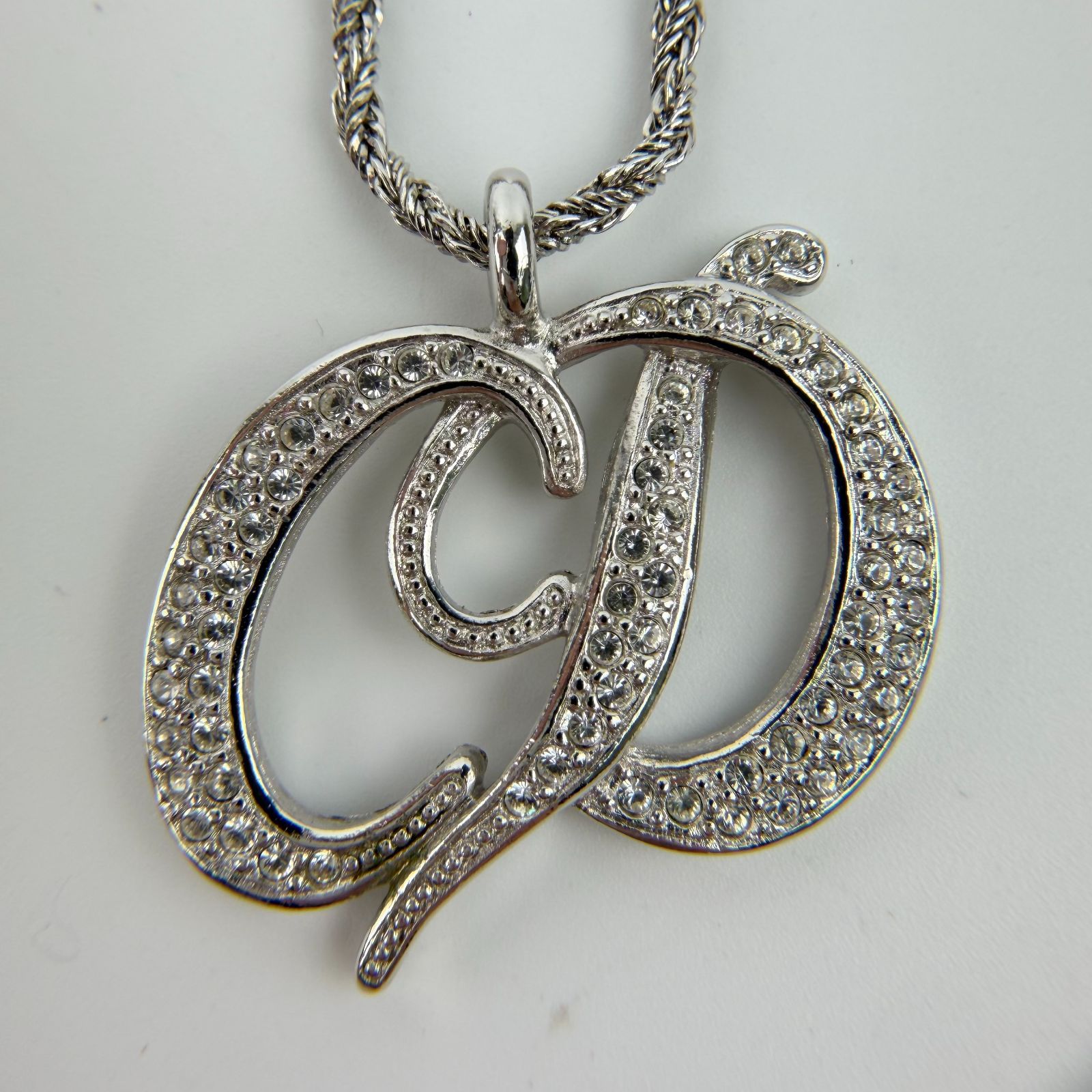 【中古】Christian Dior クリスチャン ディオール CDロゴ ラインストーン ネックレス メッキ ラインストーン シルバー ヴィンテージ レディース【中古美品】HIBUOCHI VINTAGE hboc260524a03