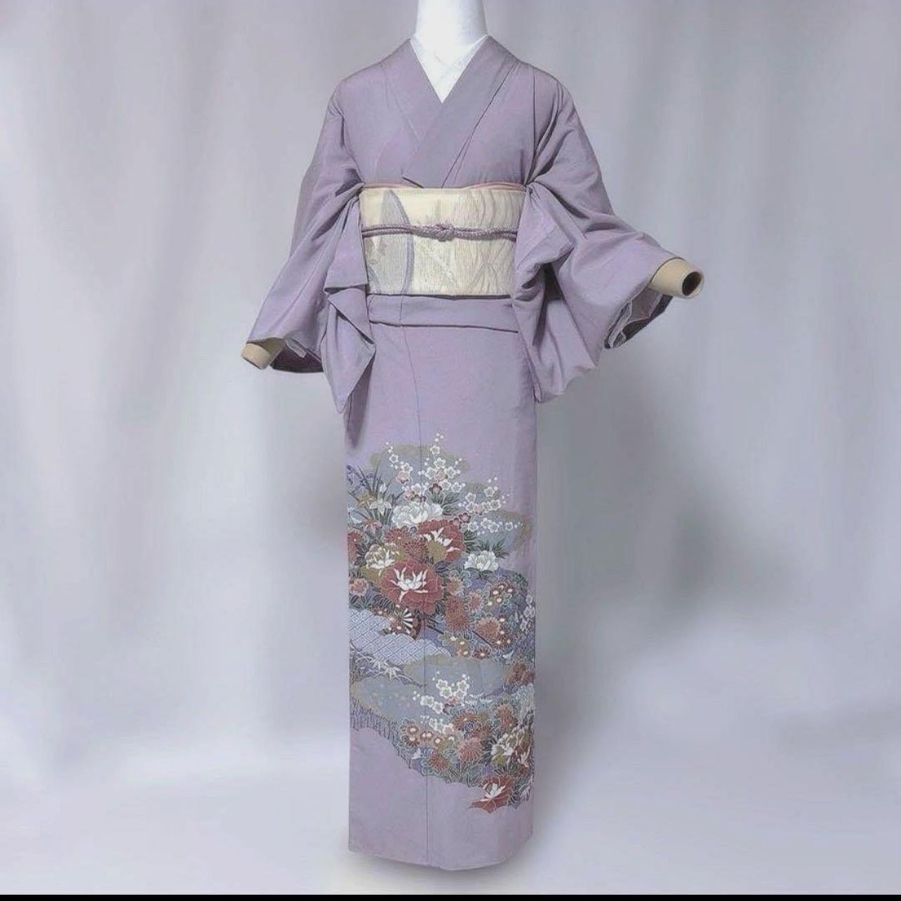 未着用 東レ系 絵羽訪問着フルセット 胴抜き仕立て 単衣感覚 夏小物
