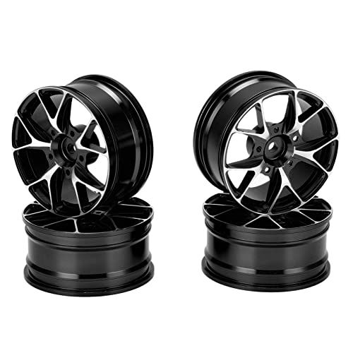 RC ホイールハブ 4 個 アルミ合金軽量リモートコントロールカーホイールリム 1/10 フラットスポーツカー用 黒 RCアクセサリー送料無料 9a446dbd