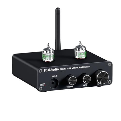 Fosi Audio BOX X3 フォノ 6J1真空管プリアンプ MMフォノグラフ用ターンテーブルプリアンプ Bluetooth 5.0 ミニ ステレオ Hi-Fi プリアンプ ホームオーディオシステムに最適（電源付き）送料無料 44392ab1