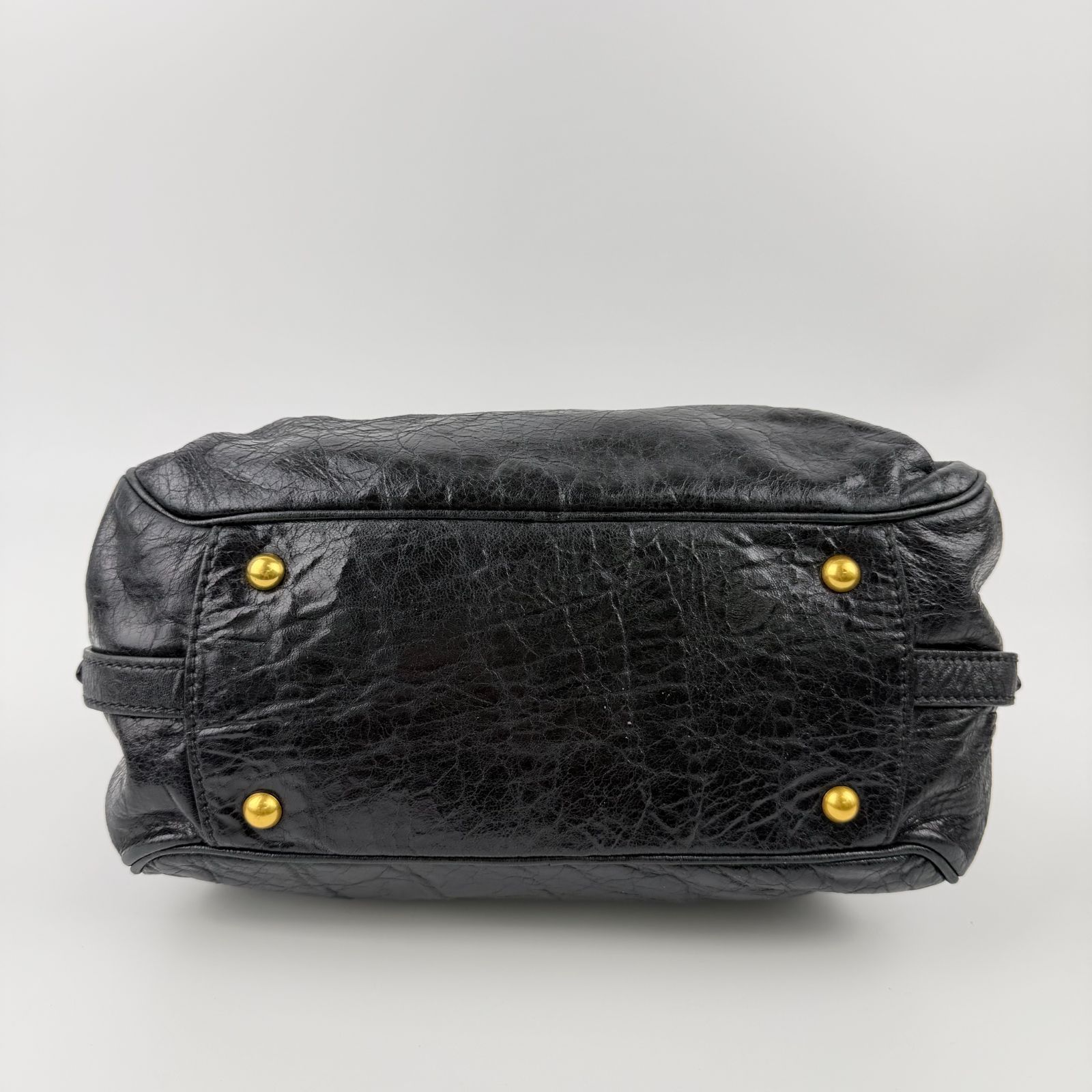 中古】MIU MIU ミュウミュウ ハンドバッグ レザー ブラック 金具 