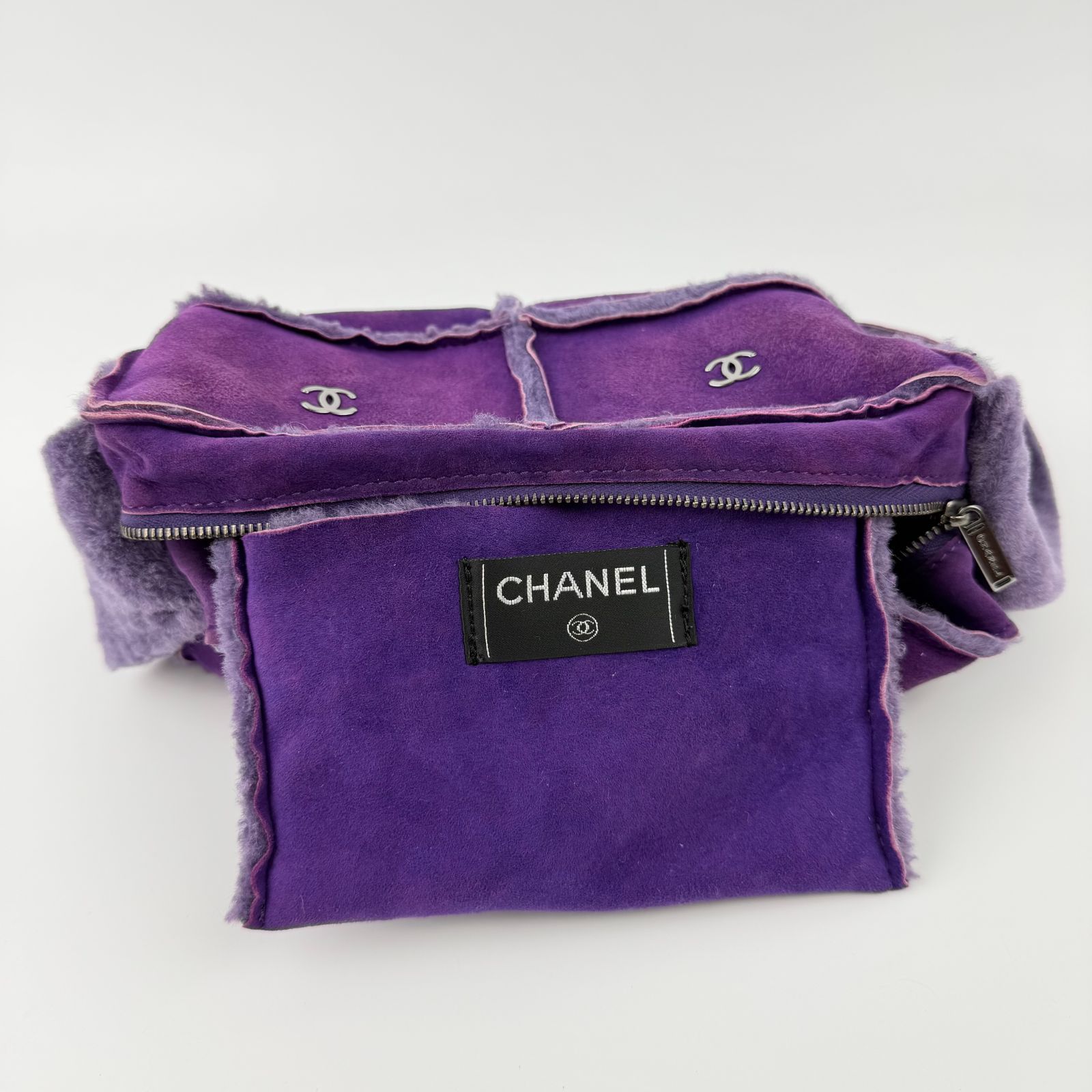 中古】CHANEL シャネル ショルダーバッグ ムートン スエード パープル 