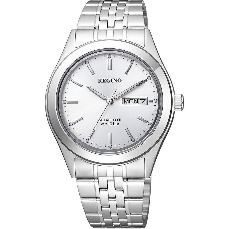 【新品】 [CITIZEN] 腕時計 REGUNO (ソーラー/防水/シンプル) KM1-113-11 ソーラーテック メンズ ビジネス メタル 見やすい 日付 曜日 秒針 夜光 シルバー 銀 シチズン