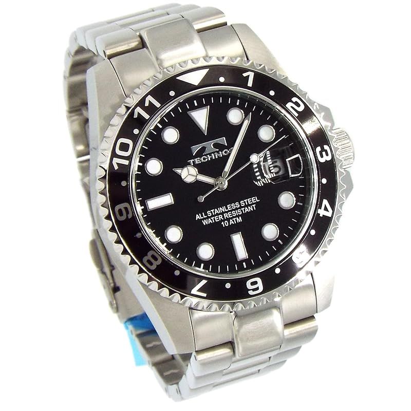 【新品】 TECHNOS divers watch テクノス ダイバーズウォッチ ステンレス 回転ベゼル ブラック TASM419ASB [並行輸入品]