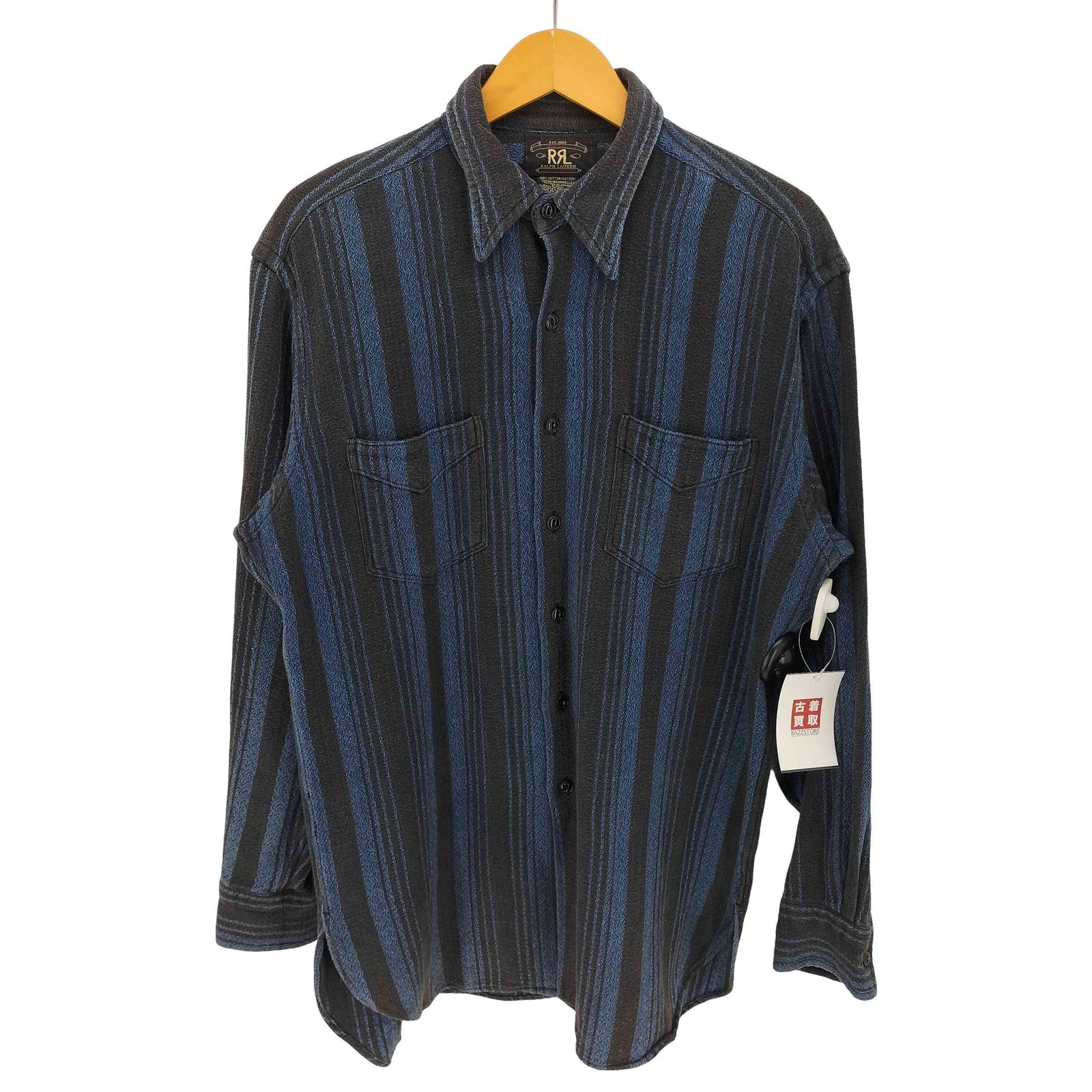 90s～ ラルフローレン シャツフーディー 猫目ボタン ダブルアールエルラルフローレン RRL RALPH LAUREN 90S 三ツ星黒タグ
