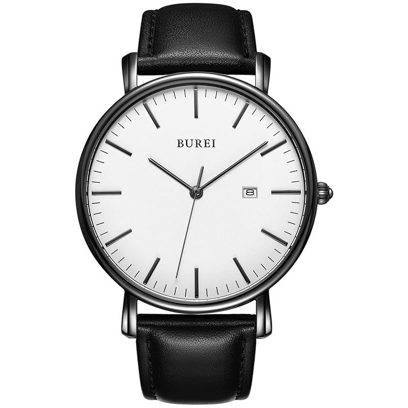 【新品】 [BUREI]腕時計 メンズ おしゃれ 革バンド ビジネス 薄型 ブランド シンプル メンズ 時計P