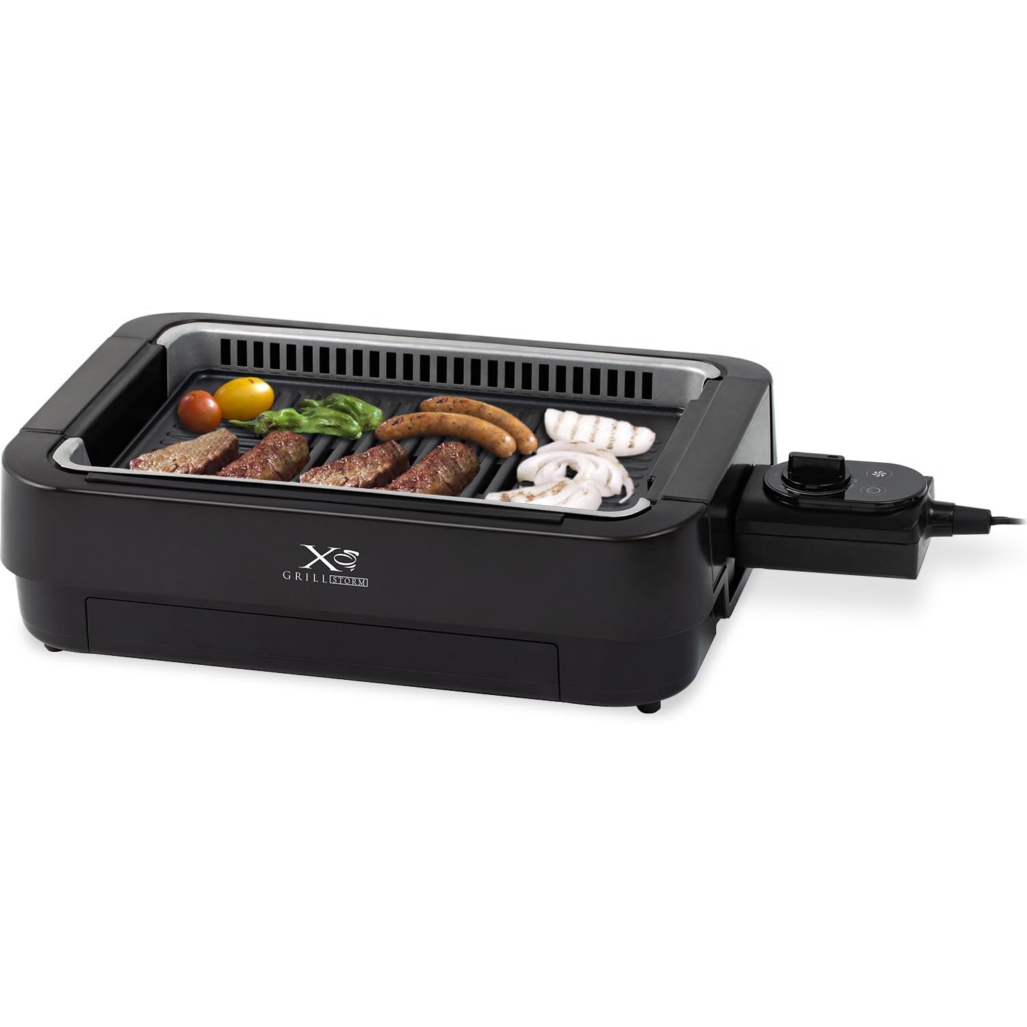 【新品】[山善] 煙の少ない 焼き肉グリル XGRILL STORM 一人暮らし 二人暮らし コンパクト 「素早く、美味しく焼ける」 ホットプレート 吸煙機能付き 煙約85%カット 保温~230度 プレート着脱可能 YGME-FX100(B) 4615140e