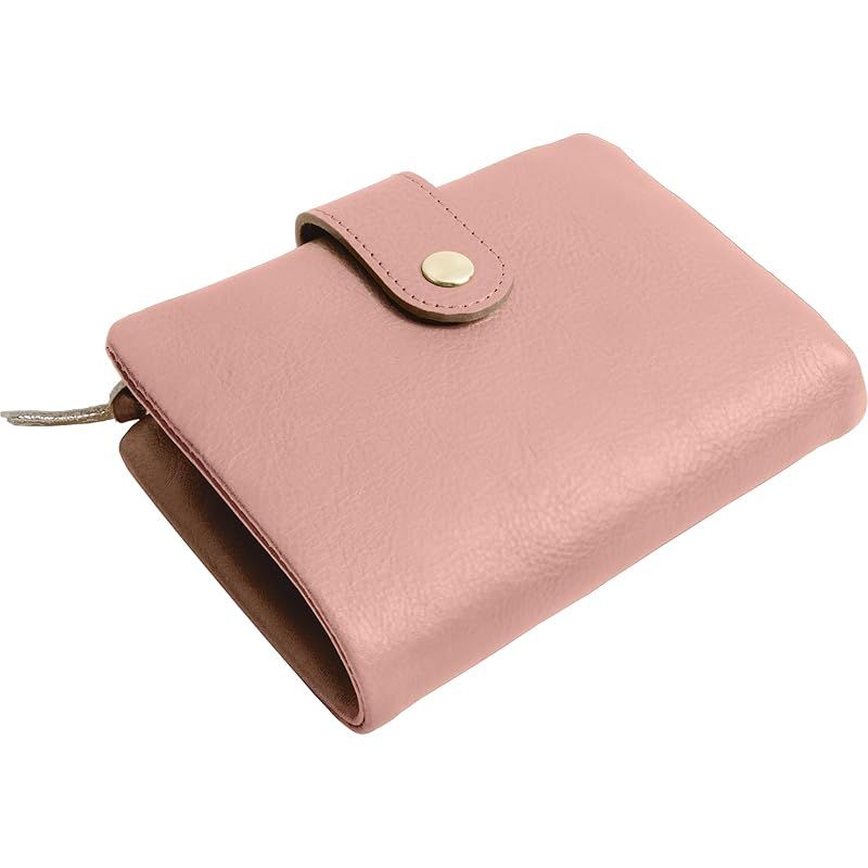 【新品】 [RafiCaro] 二つ折り財布 ふわっと柔らか 本革 イタリアンレザー 小さい財布 ミニ財布 レディース カード入れ 小銭入れ ボタン留め ダスティピンク