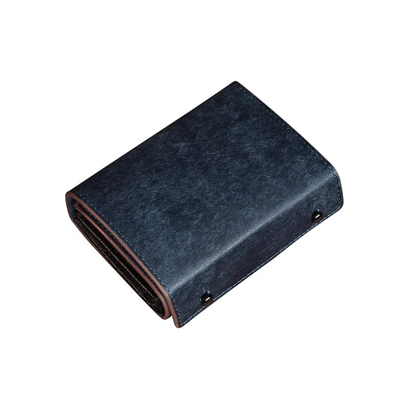 【新品】 [Kawaoto] 財布 メンズ 2つ折り プエブロレザー 二つ折り財布 本革 大容量 コンパクト 小さい 箱型財布 左利き 右利き プレゼント 紳士用 人気 (濃藍)