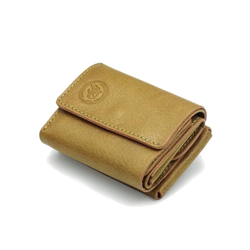 【新品】 KumiWallet 国産レザー ミニウォレット 三つ折り ミニ財布 コインケース カードケース (キャメル)