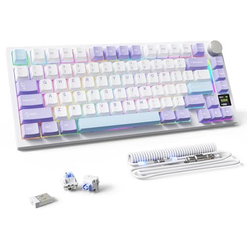 ATTACK SHARK X820ULTRA メカニカルキーボード ゲーミングキーボード 無料発光Type-Cケーブル カスタム 75％配列 無線/有線/BT 三模接続 ホットスワップ 軸交換可能 PBTキーキャップ RGBバックライト LE ad87279b