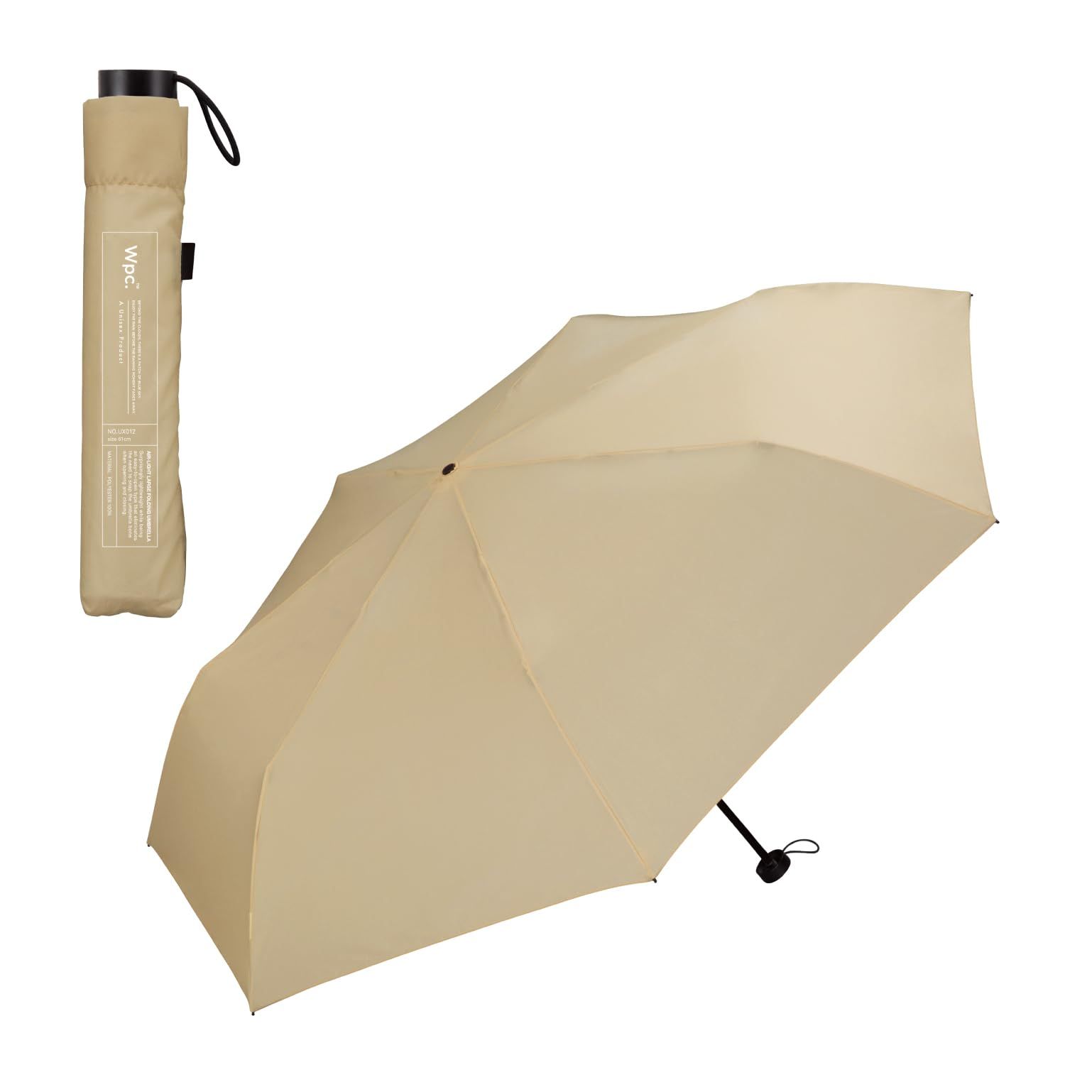 Wpc. 軽量 折りたたみ傘 AIR-LIGHT LARGE FOLD ベージュ 雨傘 メンズ 親骨61cm 大きい 180g 男性 女性 レディース 軽い スリム UVカット シンプル 無地 通勤 通学 UX012-001-002e 4a12121f