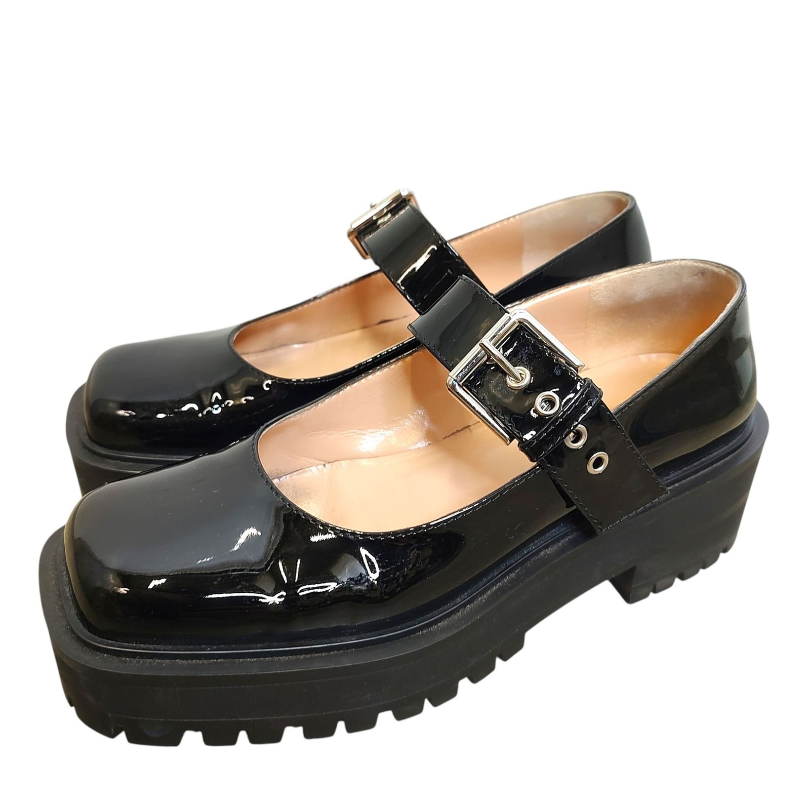 Gianvito Rossi ジャンヴィト ・ロッシ Patent leather Mary Janes パテントレザー メリージェーンズ シューズ 36.5 ブラック レディース
