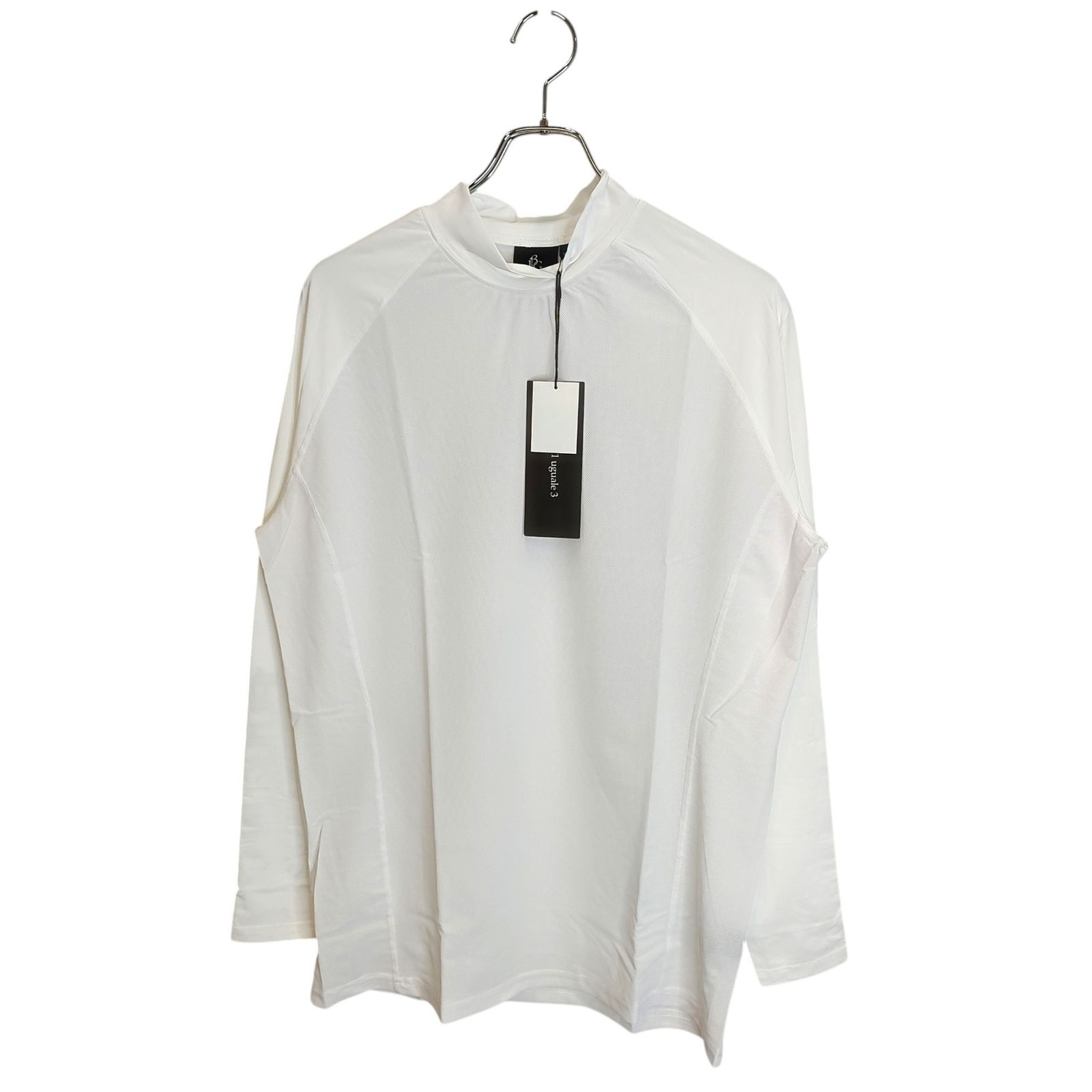 1PIU1UGUALE3 GOLF ウノピゥウノウグァーレトレ ゴルフ アンダー 長袖 モックネック Tシャツ GRT241-POE540 6 XL ホワイト メンズ