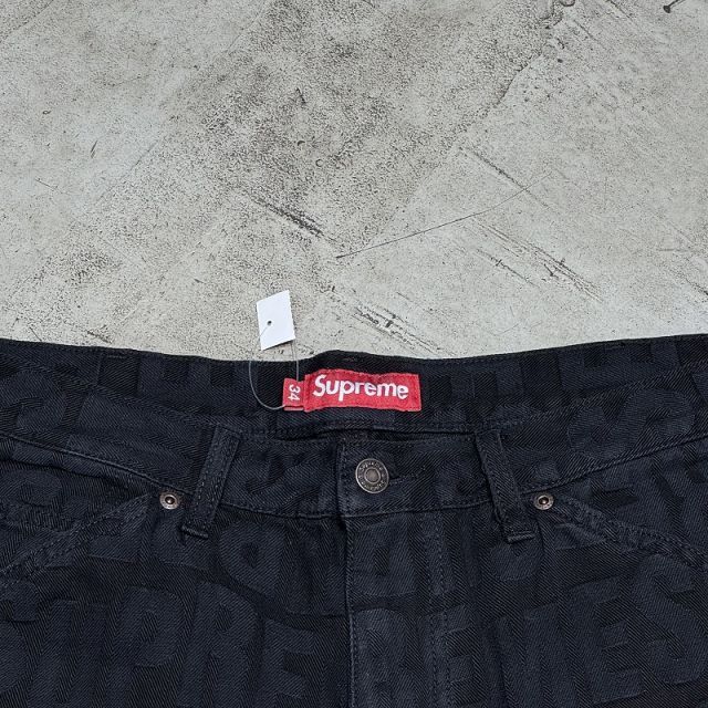 Supreme 26ss Repeat Jacquard Double Knee Denim Short Size-34