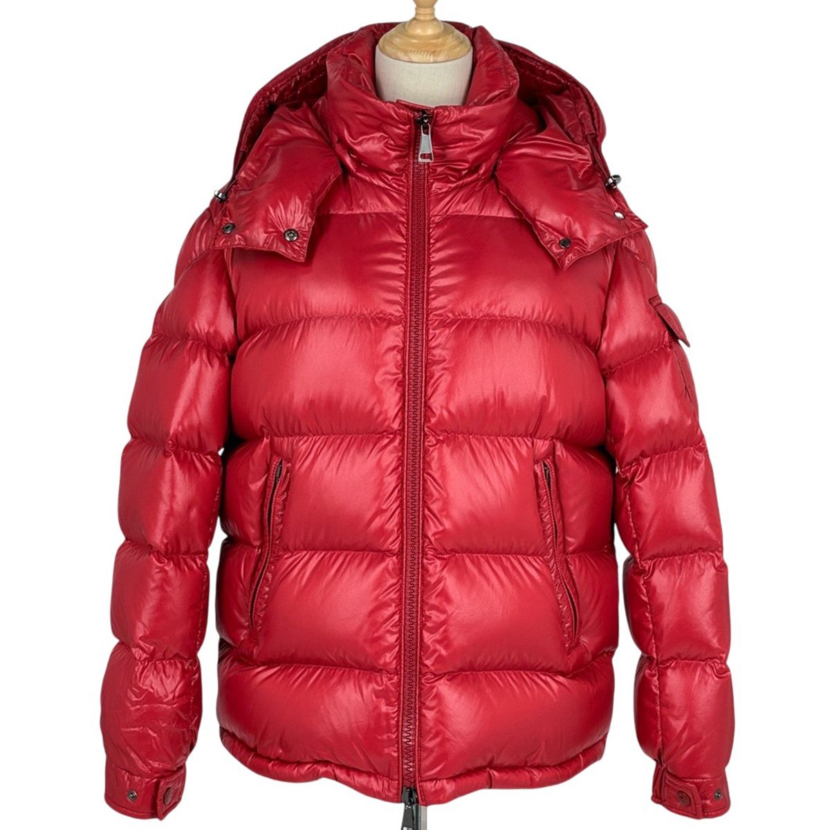 モンクレール MONCLER ダウンジャケット メアー フード付き 1A57600 アウター レッド レディース 【中古】