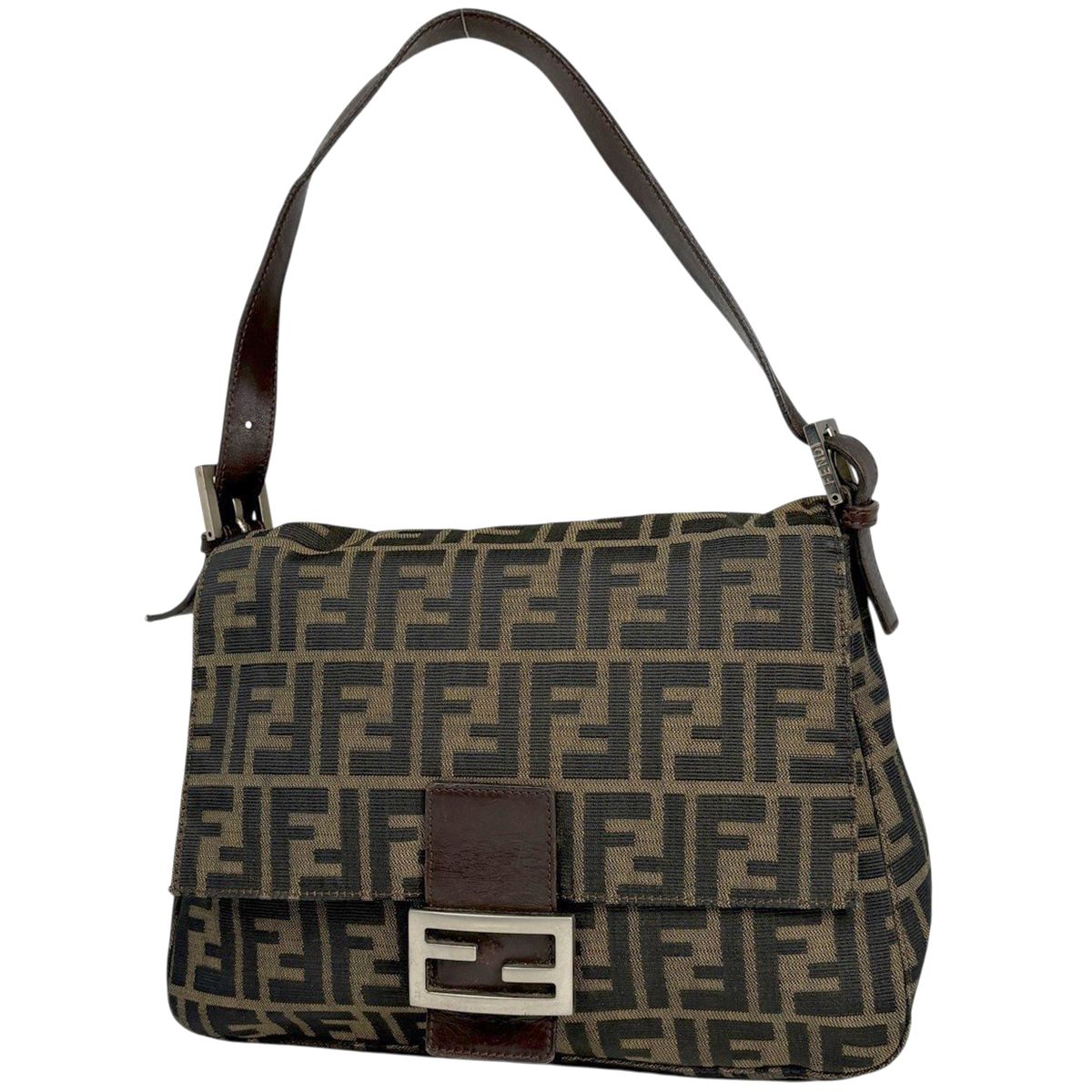 フェンディ FENDI ズッカ柄 ショルダーバッグ マンマバケット ワンショルダー ハンドバッグ キャンバス ブラウン レディース 【中古】