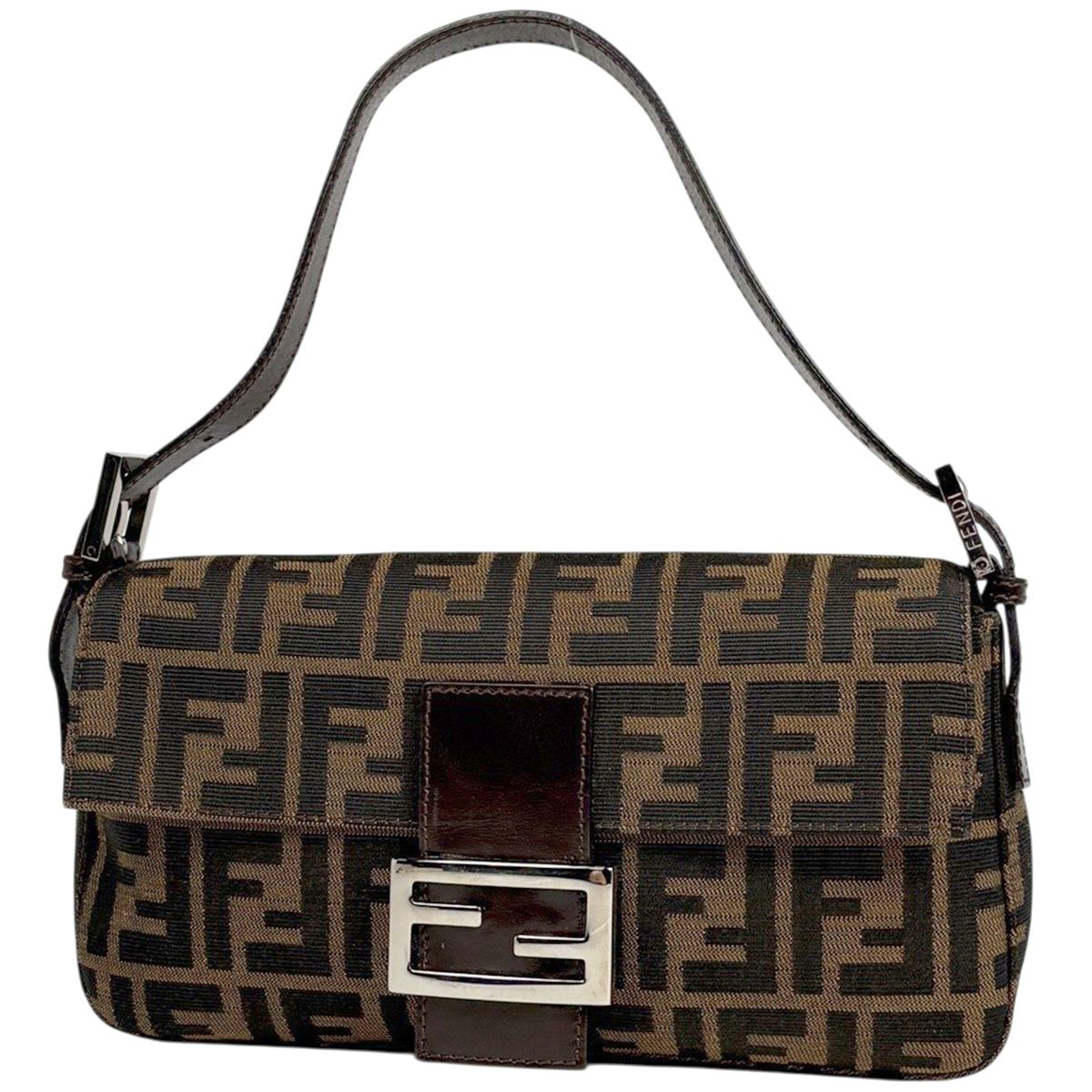 フェンディ FENDI ズッカ柄 マンマバゲット ショルダーバッグ キャンバス ブラウン レディース 【中古】