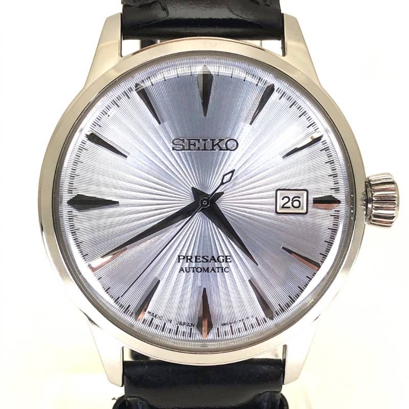 【美品】SEIKO セイコー／プレサージュ カクテルタイム 4R35-01T0／自動巻き／ステンレス／シルバー・ブラック