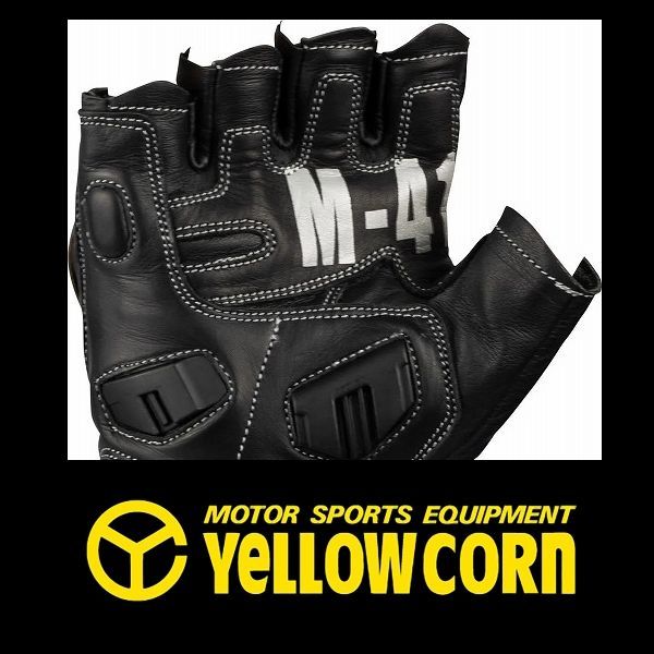 YELLOW CORN YG-191S チタニウム ハーフフィンガーグローブ BLACK