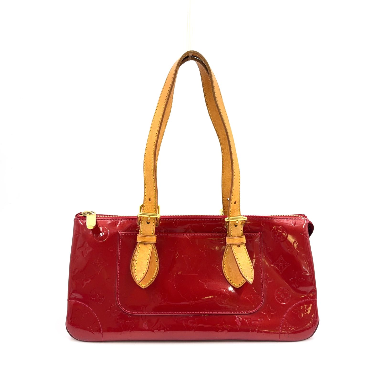 【新着】LOUIS VUITTON ローズウッド・アヴェニュー モノグラムヴェルニ ローズウッドアヴェニュー ポムダムール ポムダムール PVC レッド ハンドバッグ ゴールド M93507