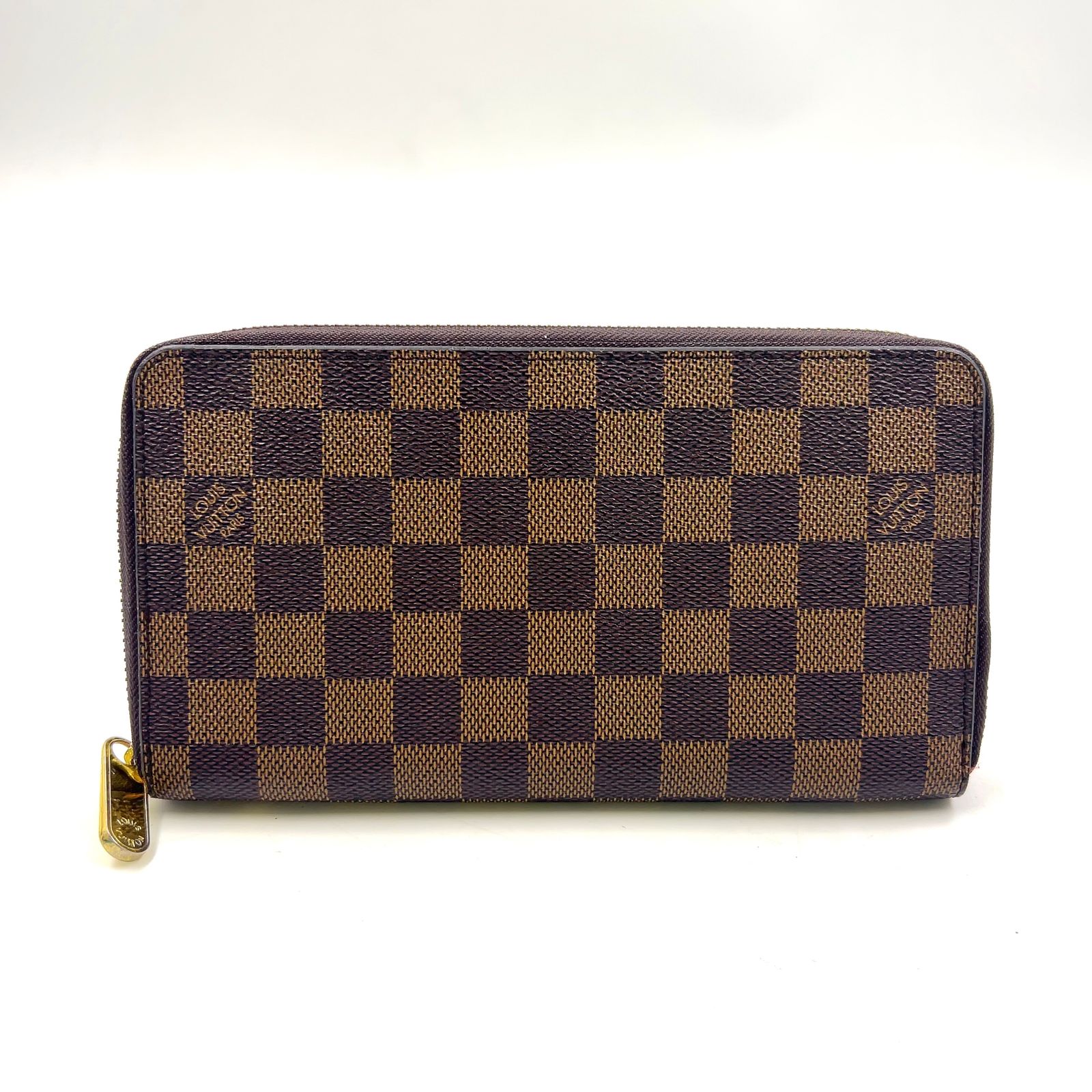 【新着】LOUIS VUITTON ジッピーオーガナイザー ダミエエベヌ ダミエエベヌ レザー×PVC ブラウン ラウンドファスナー長財布 ゴールド N60003
