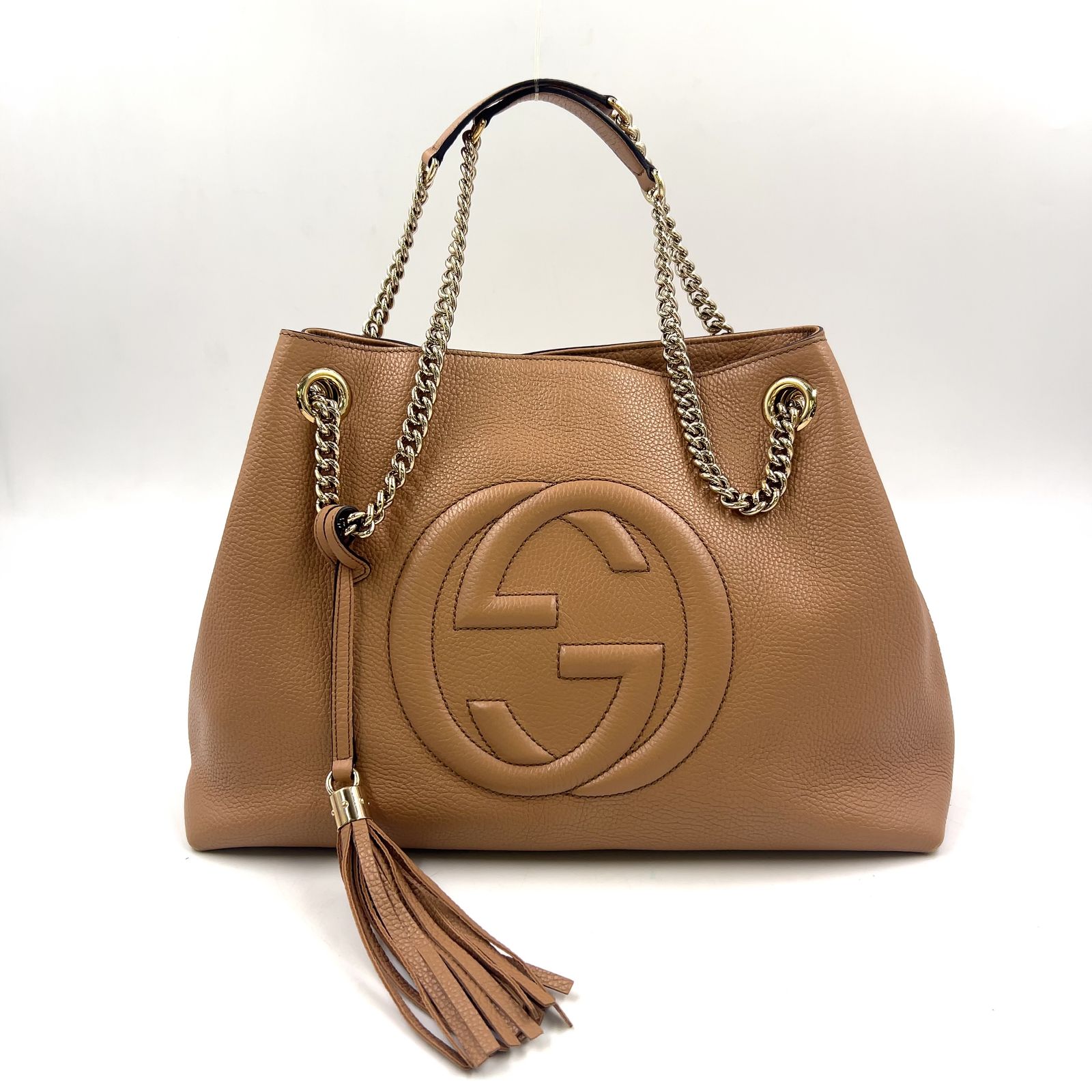 【新着】GUCCI ソーホー インターロッキングG チェーンショルダーバッグ レザー ブラック ショルダーバッグ 536196
