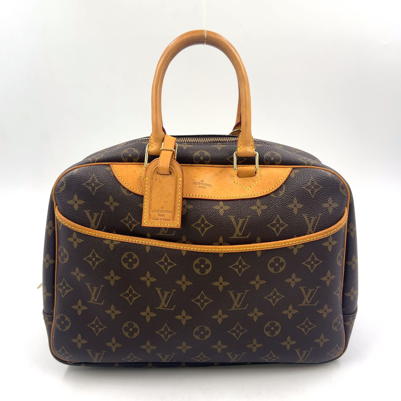 【新着】LOUIS VUITTON ドーヴィル ボーリングヴァニティ モノグラム モノグラム シリアル番号不鮮明 レザー×PVC ブラウン ハンドバッグ ゴールド M47270