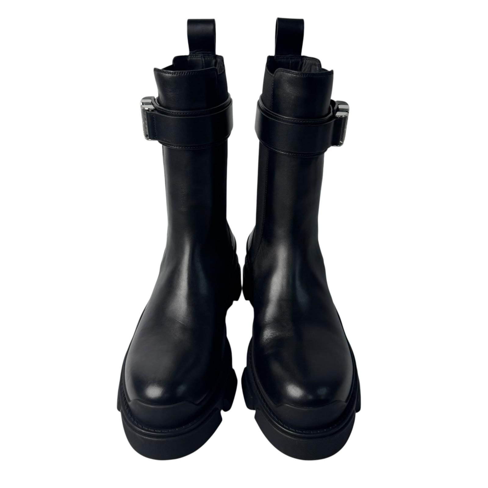 美品 ジバンシィ Givenchy 4Gバックル テラ チェルシーサイドゴアレザーブーツ #41 BH603KH1BU メンズ