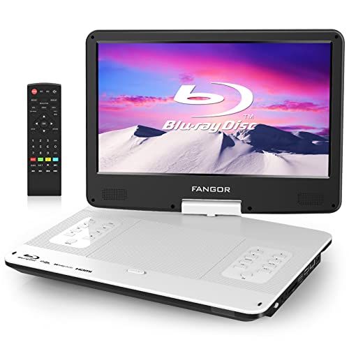 FANGOR ポータブルブルーレイプレーヤー 14.1インチ HDMI出力 270度回転式画面 充電バッテリー搭載 CPRM対応 途中再生 ３電源対応 3時間連続再生 日本語取扱説明書 ホワイトp 5de81023