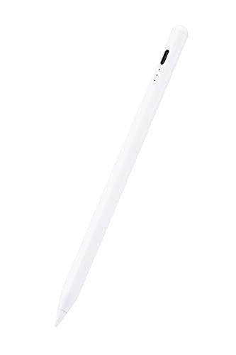 エレコム(ELECOM) タッチペン iPad専用 樹脂製ペン先 パームリジェクション対応 磁気吸着 傾き検知対応 USB-C充電 ペアリング不要 【Apple Pencil純正ペン先、製ペン先に交換可能】 ホワイト P-TPACSTAP03 1ee7b027