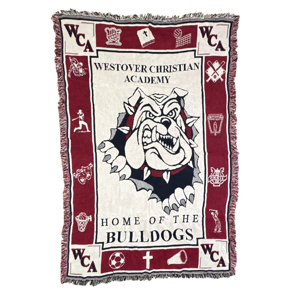 vintageラグ ブランケット マルチカバー タペストリー USA製 クリスチャンアカデミー WCA Bulldogs Rug Blanket 2641