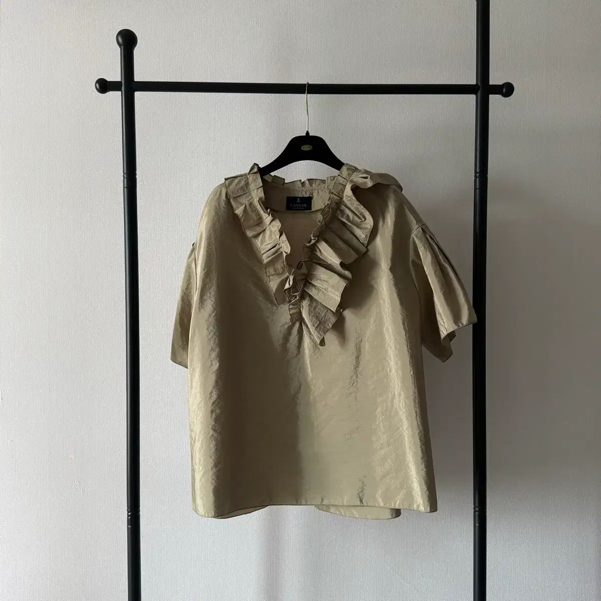 ランバンコレクション LANVIN COLLECTION 絹素材 フリル ブラウス