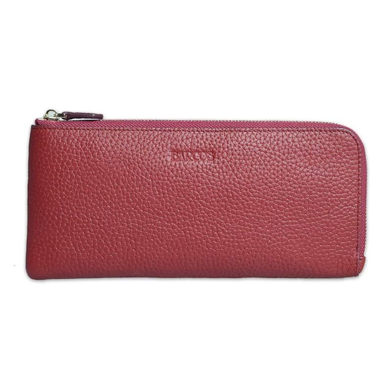 【新品】 [バルコス] 長財布 本革 L字型 カードケース付 エマ レディース メンズ ファスナー 大容量 BORDEAUX