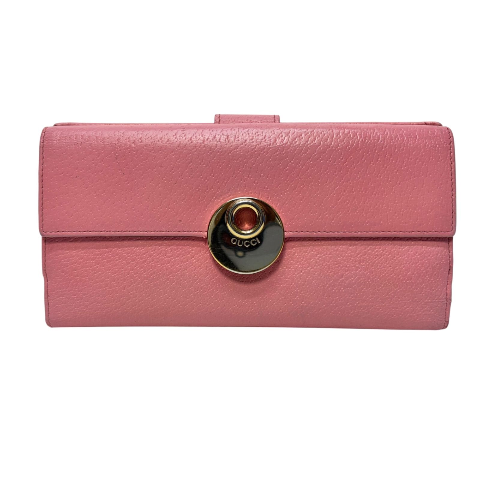 4397 GUCCI グッチ 長財布 Wホック ピンクベージュ マーモント レザー 