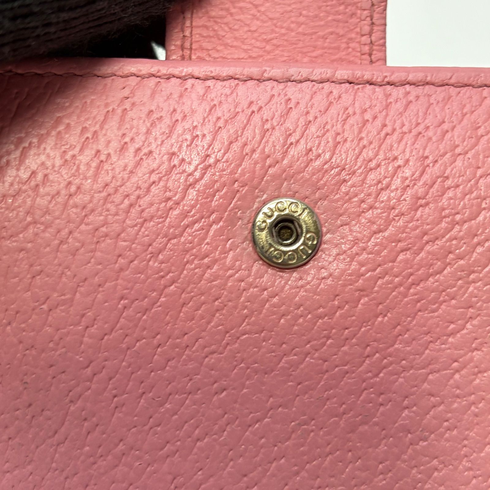 4397 GUCCI グッチ 長財布 Wホック ピンクベージュ マーモント レザー 