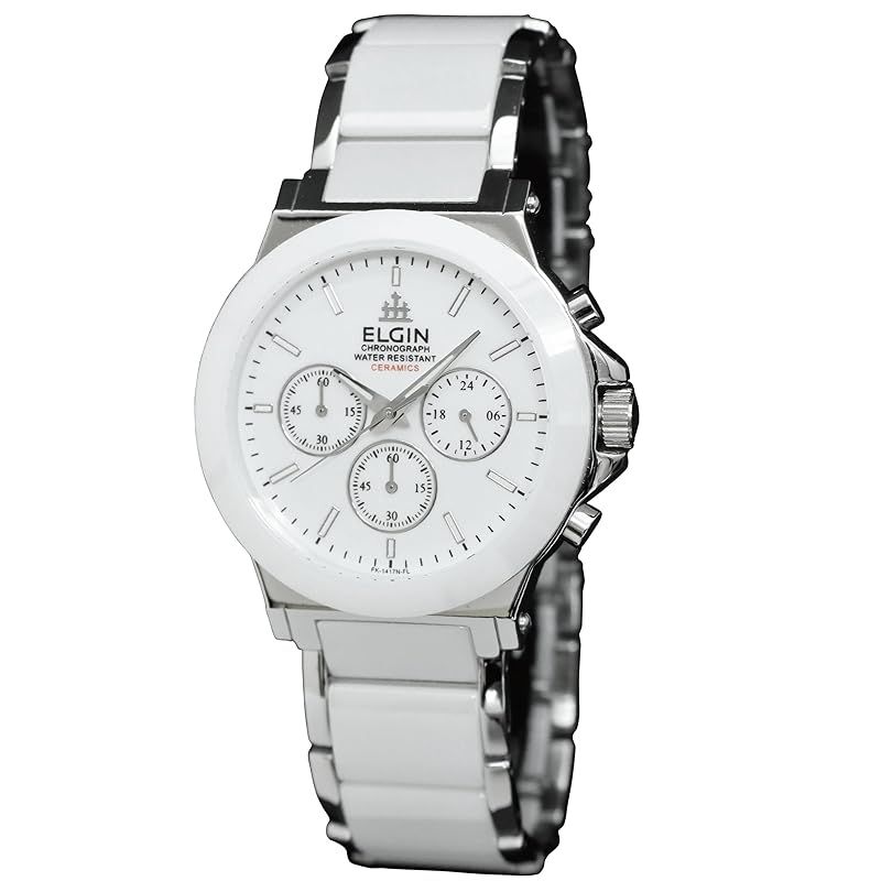 【新品】 【在庫処分】ELGIN 腕時計 メンズ FK1417C-W セラミックス クロノグラフ クォーツ ホワイト