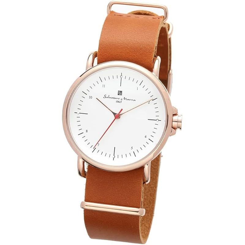 【新品】 [Salvatore Marra(サルバトーレマーラ)] メンズ 腕時計 アナログ クオーツ レザーベルト SM22104-PGWH 13,039円