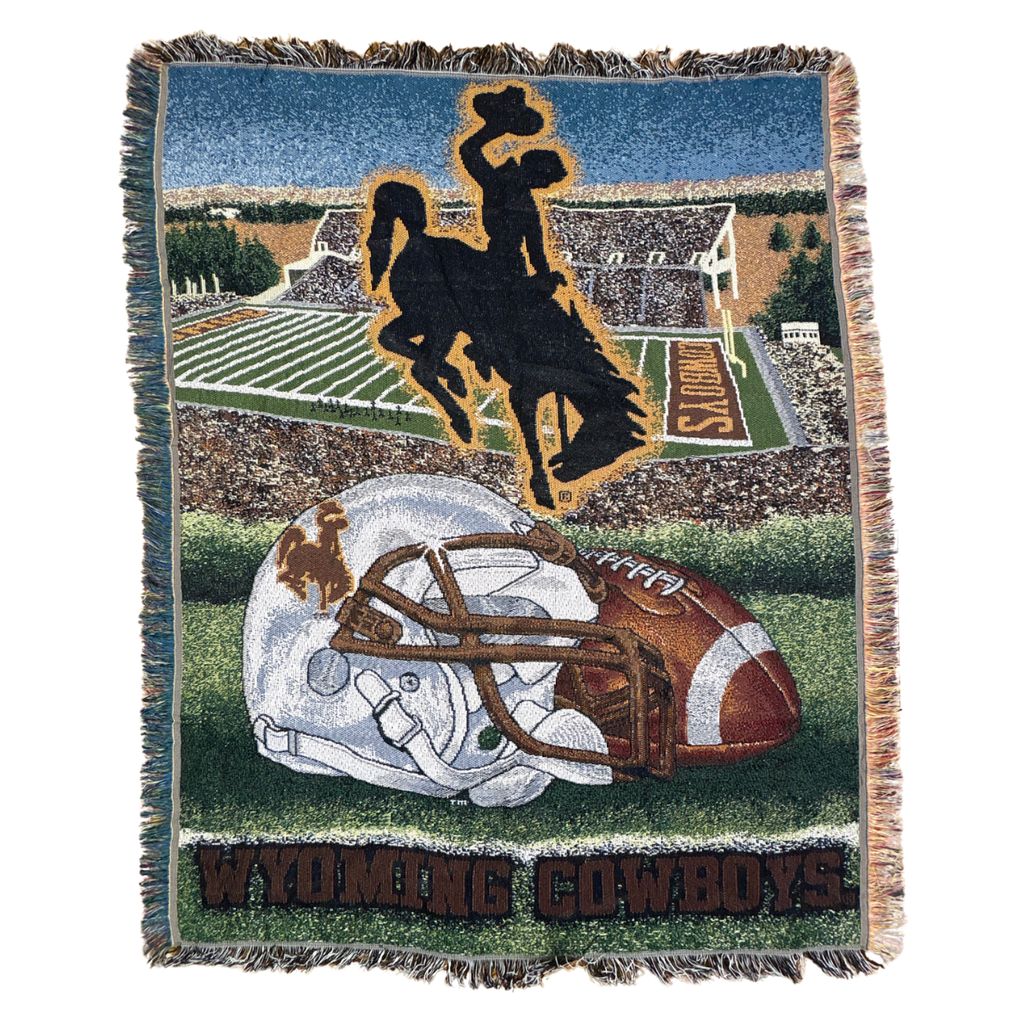 vintageラグ ブランケット マルチカバー タペストリー USA製 ワイオミングカウボーイズ Rug Throw Blanket Football 2666