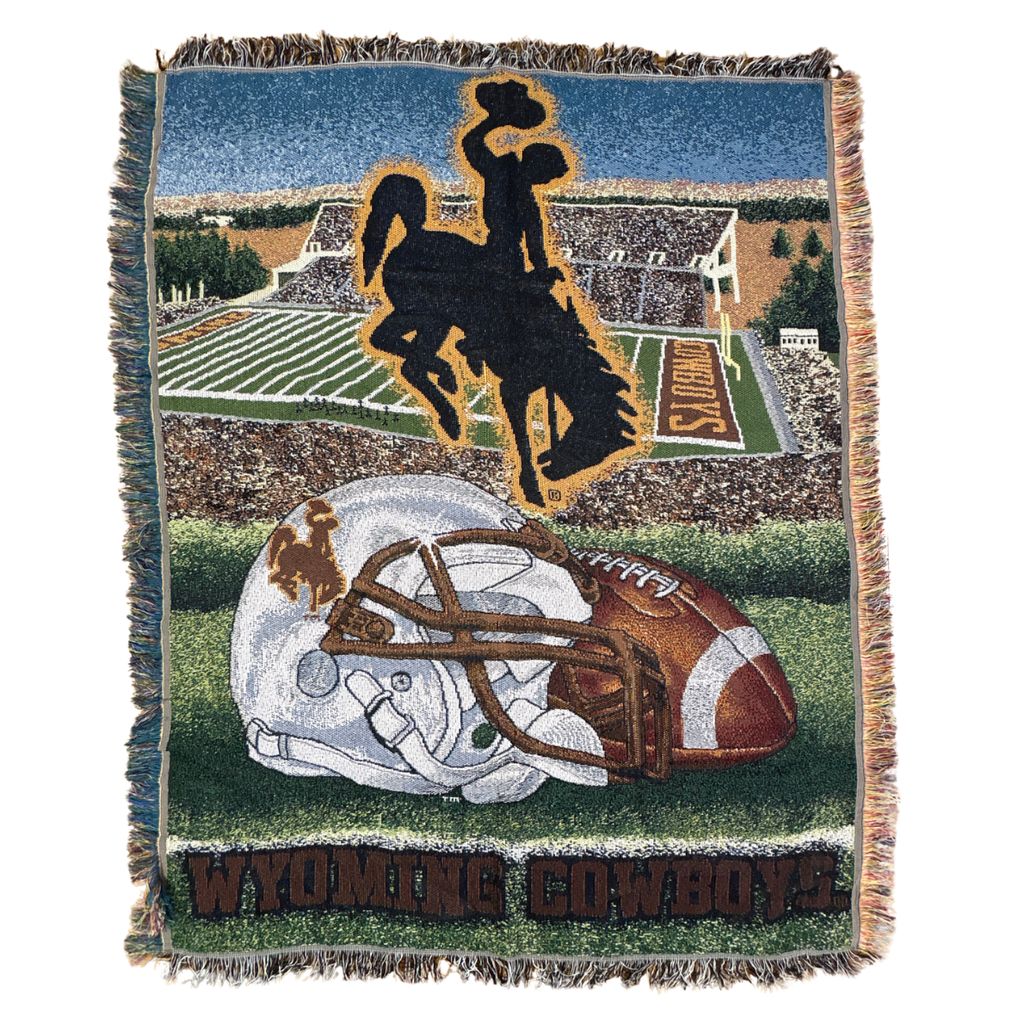 vintageラグ ブランケット マルチカバー タペストリー USA製 ワイオミングカウボーイズ Rug Throw Blanket Football 2670