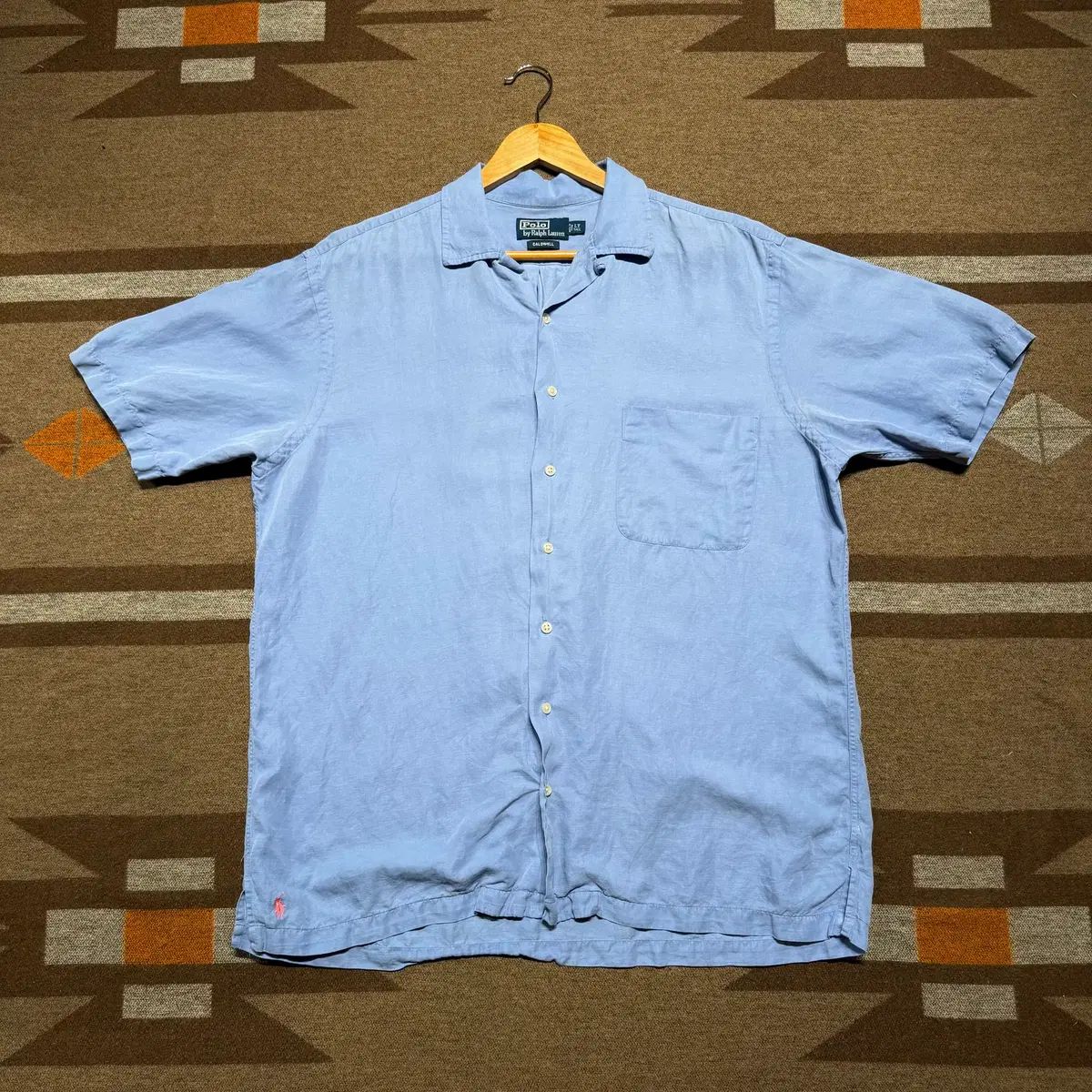 ポロラルフローレン コールドウェル シルク リネン オープンカラー 半袖 シャツ XL