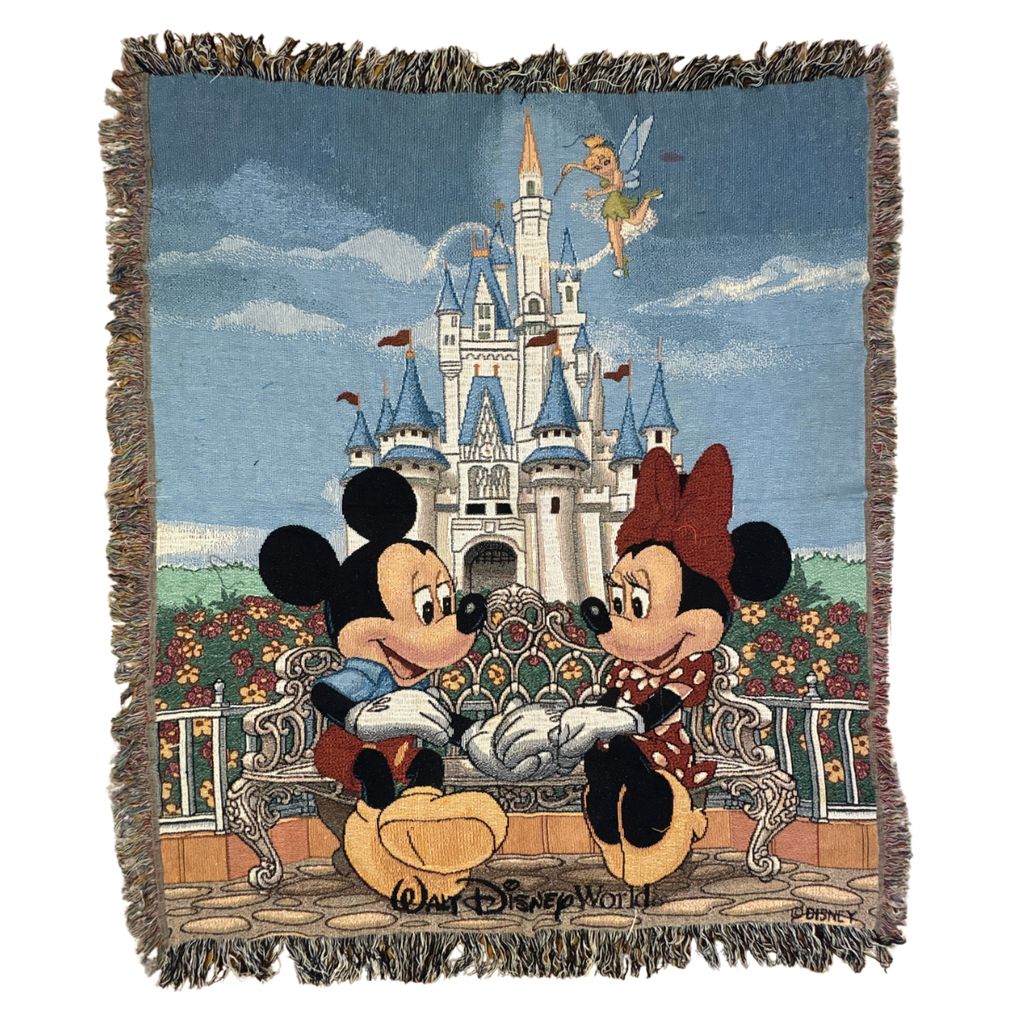 vintageラグ ブランケット マルチカバー タペストリー シンデレラ城 ディズニー ミッキー ミニー Rug Blanket Disney 2681