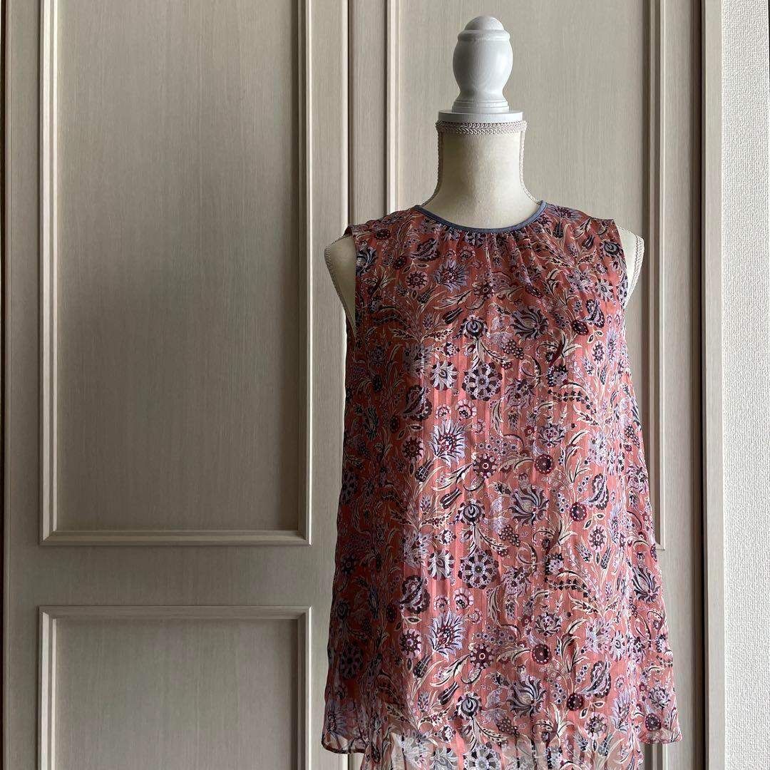 （17） アナイ ANAYI 花柄　総柄 ノースリーブ ブラウス シャツ トップス　レディース　blouse　shirt　Tops　ladies　シルク　絹　SILK　ピンク 桃色　PINK 18,980円