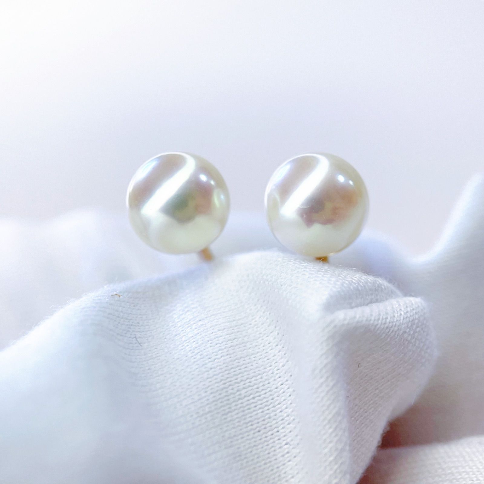 タサキ 一粒 パール 6mm ピアス K14PG 白 真珠 TASAKI 上品 田崎真珠