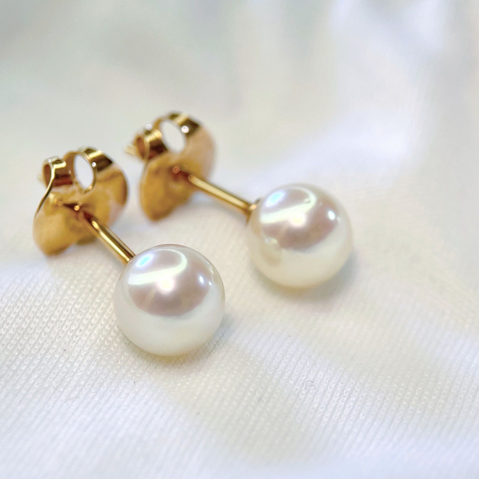 タサキ 一粒 パール 6mm ピアス K14PG 白 真珠 TASAKI 上品 田崎真珠 