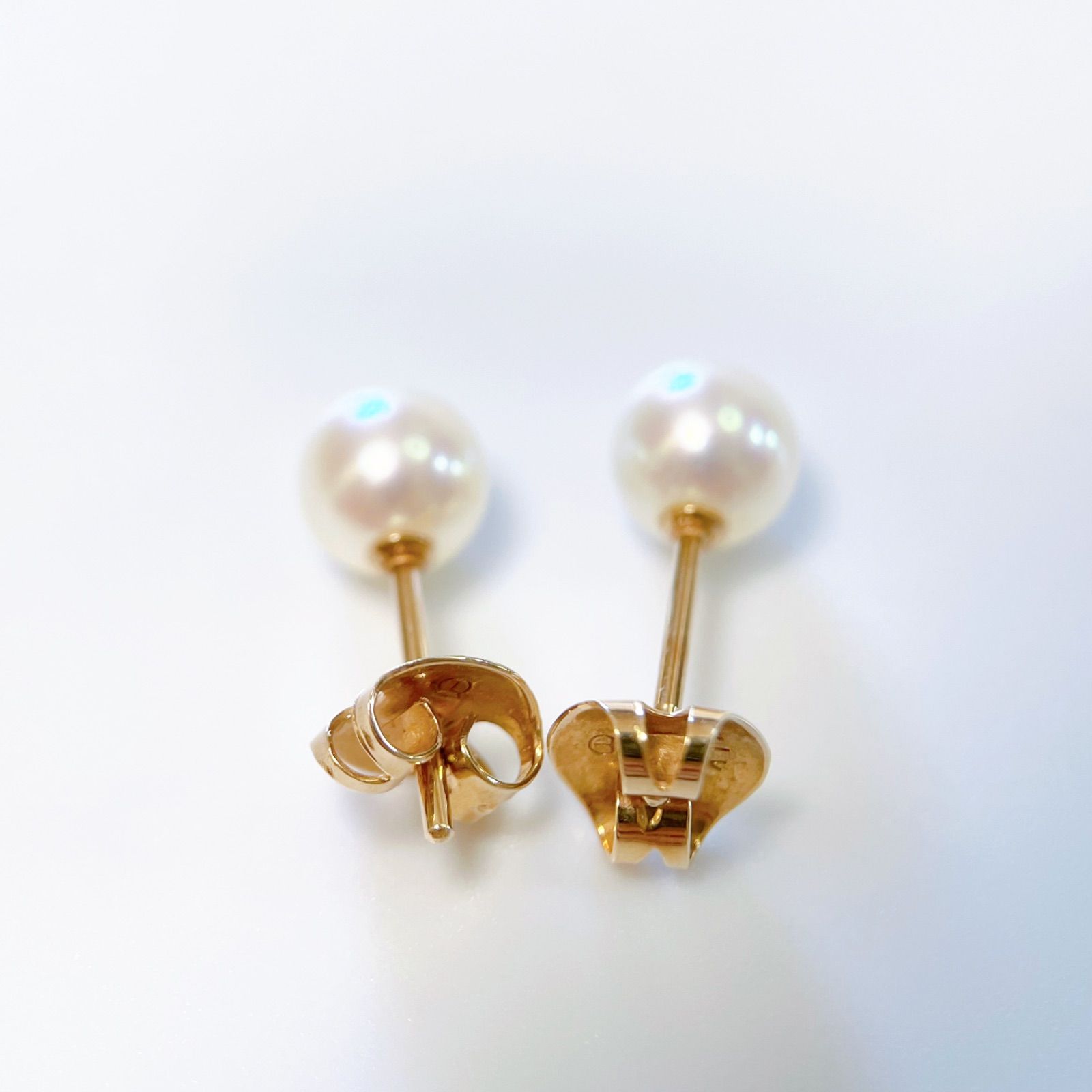 タサキ 一粒 パール 6mm ピアス K14PG 白 真珠 TASAKI 上品 田崎真珠