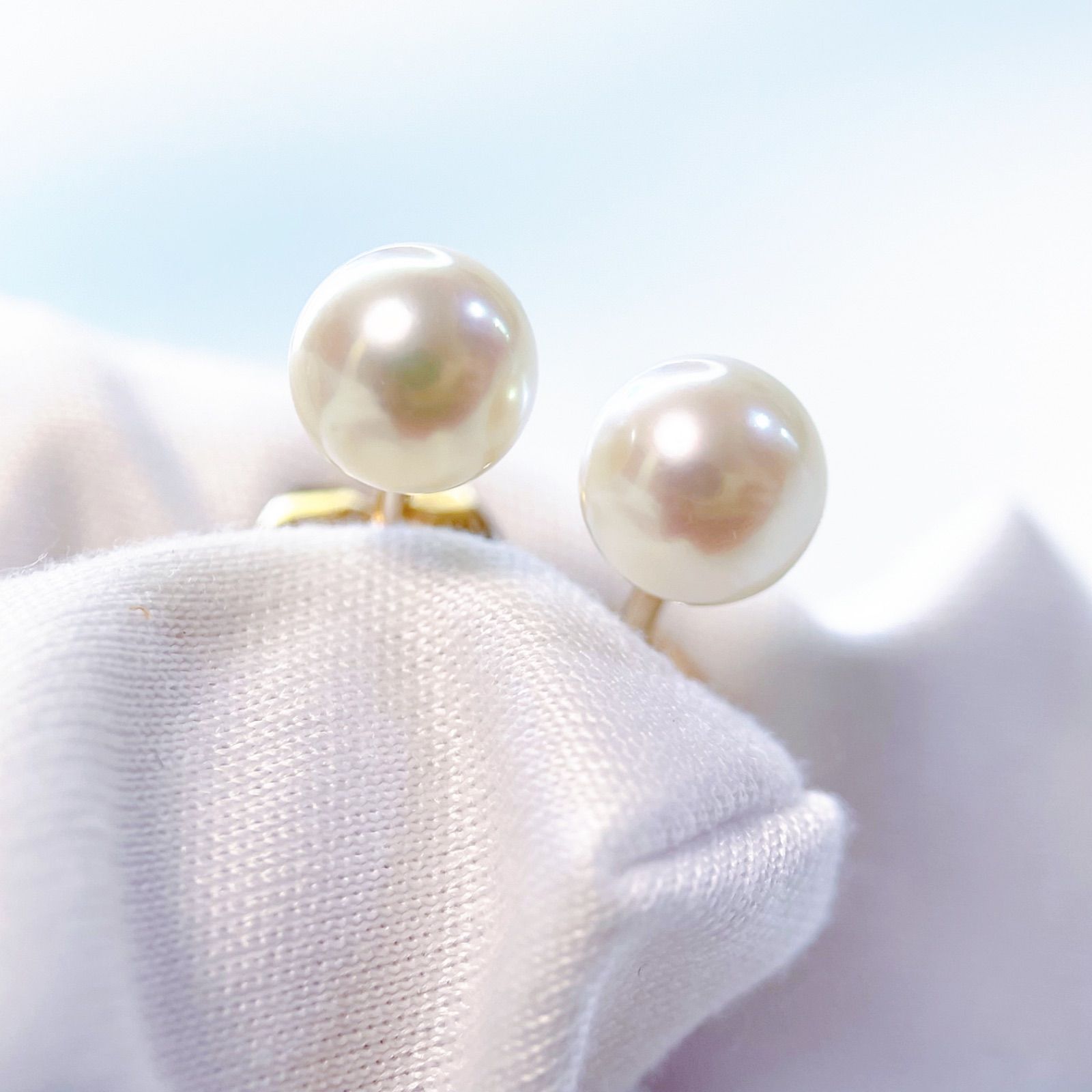 タサキ 一粒 パール 6mm ピアス K14PG 白 真珠 TASAKI 上品 田崎真珠
